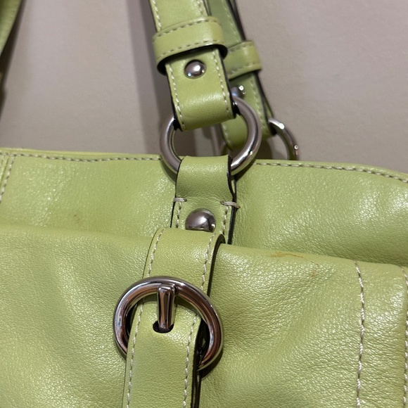 Vintage Coach Chelsea Lime Green Leather Turnlock Satchel Shoulder Hand Bag Y2K - Picture 14 of 16
